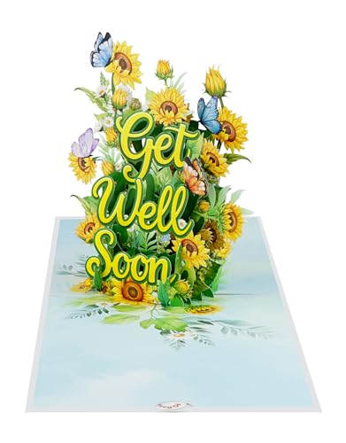 Sunflowers Get Well Soon Cards Pop Up, 3D Encouragement Get Better Soon Card, Colorful Thinking of you 3D for Speedy Surgery Recovery, Feel Better Soon, Kids, Friends (Sunflowers Get Well) - color: Sunflowers Get Well Soon