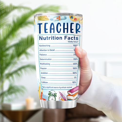 Funny Teacher Gift Student Tears Cup, 20oz Stainless Steel Insulated Tumbler with Nutrition Facts Design, Ideal for Appreciation Week, End of Year, Birthday or Christmas - color: Teacher Life 46