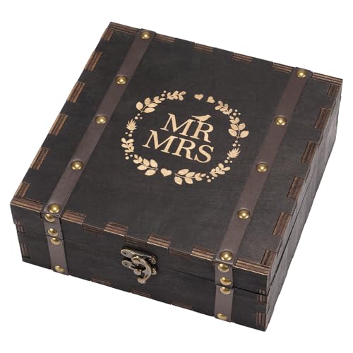 AW BRIDAL Black Wedding Keepsake Box Mr Mrs Memory Box Wood Storage Box with Lids Anniversary Engagement Gifts for Couples Bridal Shower Bride Gifts - color: Black Mr & Mrs