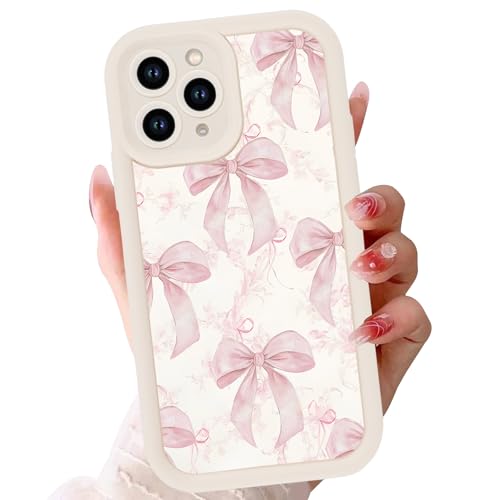 Aesthetic Blue Flower Bow Phone Case for iPhone 16 Pro 6,3", Cute Floral Girly Ribbon Bowknot Pattern Soft TPU Shockproof Cell Phone case for Women Girls Man,Beige - color: Beige, size: for iPhone 16 Pro