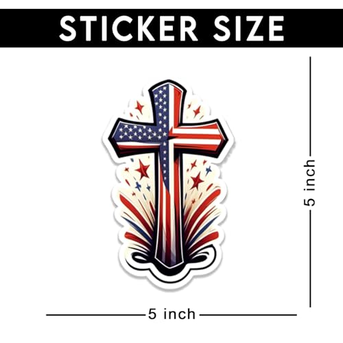 American Flag Cross Vinyl Sticker 3 Inch Waterproof Christian Patriotic Decal Jesus Faith Religious Graphic for Car Laptop Water Bottle Window Bumper Auto Accessory - color: 02