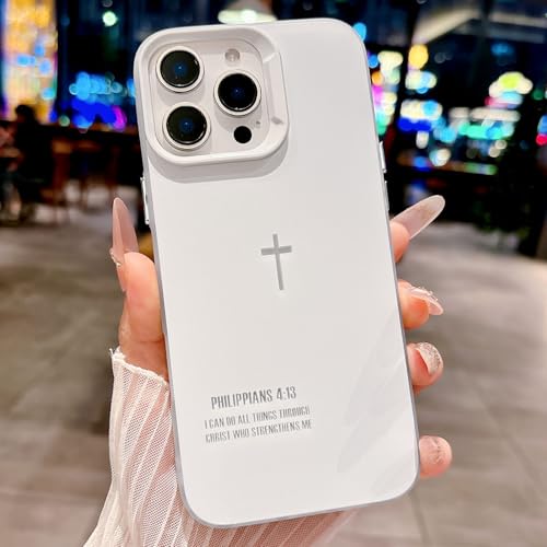 Bible Verse Design Phone Case for iPhone 13 Pro, Cute Fashion Cross Simple Case, Soft TPU Slim Shockproof Cover for Girls Women and Men - White - color: White, size: iPhone 13 Pro