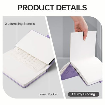 EMSHOI Dotted Journal Notebook, 192 Pages, A5 Size (5.7'' x 8.3'') - color: Light Purple, style: Dotted