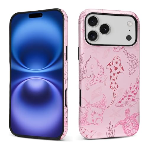Case for iPhone 17 Pro Max/18 Pro Max,Drop Protection Hybrid 2-Layer Hard Phone Cover-Ocean Animal Whale Shark-Pink - color: Ocean Animal Whale Shark-Pink, size: iPhone 17 Pro Max/18 Pro Max