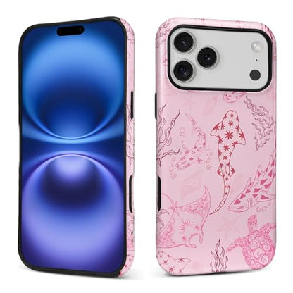 Case for iPhone 17 Pro Max/18 Pro Max,Drop Protection Hybrid 2-Layer Hard Phone Cover-Ocean Animal Whale Shark-Pink - color: Ocean Animal Whale Shark-Pink, size: iPhone 17 Pro Max/18 Pro Max