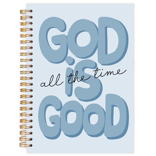 Yhtrg Blue Preppy God Is Good Notebooks, Brown Christian Spiral Notebook Gift for Women, Bible Journaling Notebooks for Office School Supplies, 5.5x8.3 Inch - color: god10