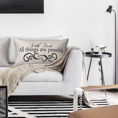 NIDITW Mother's Day Throw Pillow Cover 12x20 Inch Gift Inspirational Words - color: With God