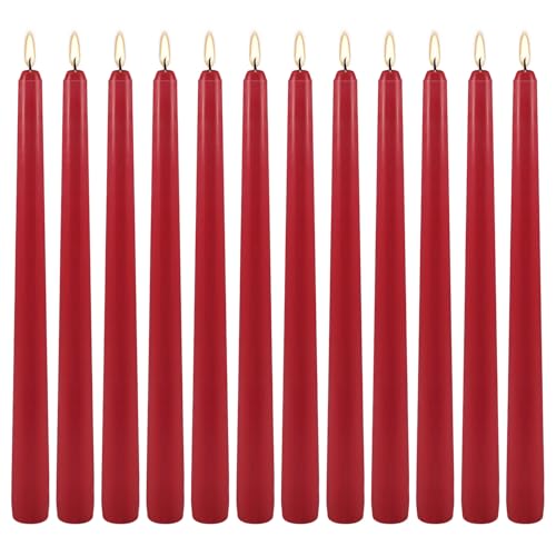12 Pack Red Taper Candles, 10 inch Unscented Dripless Dinner Candles - color: Red, size: 12Pack