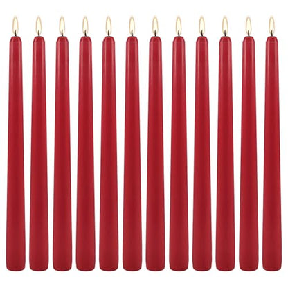 12 Pack Red Taper Candles, 10 inch Unscented Dripless Dinner Candles - color: Red, size: 12Pack