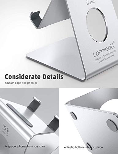 Lamicall Cell Phone Stand, Desk Phone Holder Cradle, Compatible with Phone 12 Mini 11 Pro Xs Max XR X 8 7 6 Plus SE, All Smartphones Charging Dock, Office Desktop Accessories - Silver - color: Sliver