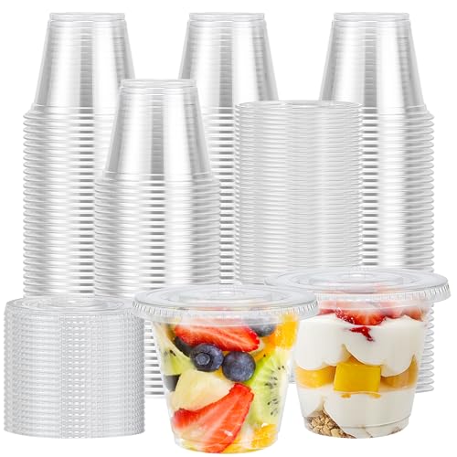 Lamosi 300 Pack 9 oz Clear Plastic Cups with Flat No Hole Lids - size: 300Pack-Flat Lids
