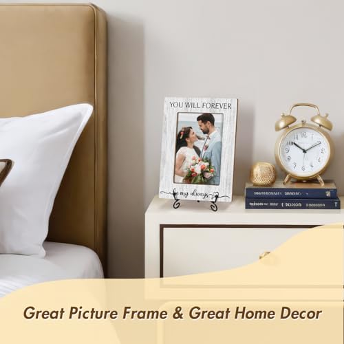 Wedding Gifts Wooden Picture Frames 4x6 - You Will Forever Be My Always, Engagement Photo Frame With Stand for Engaged Couples, Proposal Picture Frame Display Frame Home Decor (Horizontal) -32 - style: You Will Forever Be My Always