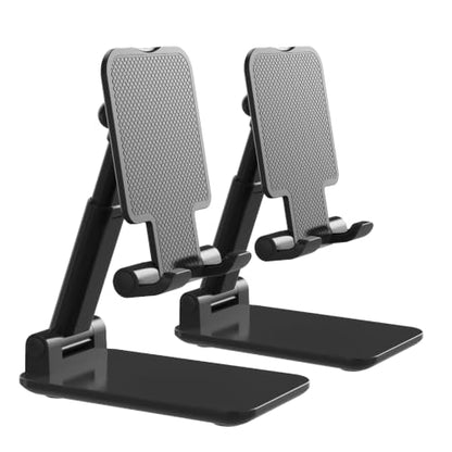 Phone Stand for Desk, Cell Phone Holder Cute Smart Cellphone Stand Foldable Stands Compatible with Under 8" Devices, Office Accessories, Deep Black - color: F-Deep Black