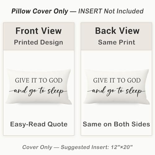 Give It to God and Go to Sleep Pillow Covers 12x20 Set of 2, White - color: White