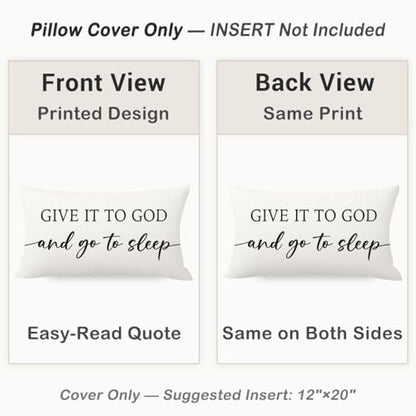 Give It to God and Go to Sleep Pillow Covers 12x20 Set of 2, White - color: White