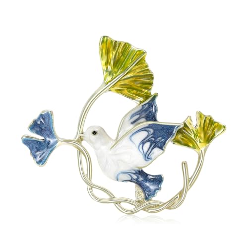 Enamel Bird Theme Brooch Pin for Women, Vintage Flying Bird Lapel Pin - color: Dove4