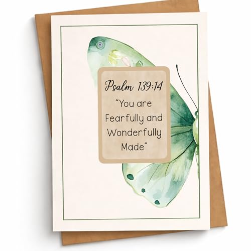 You Are Fearfully and Wonderfully Made Card Christian Encouragement Cards Psalm 139:14 Bible Verse Heartfelt Faith Affirmation Gift for Friend Bestie Mom Daughter Family Coworker - color: You Are Fearfully Psalm 139:14