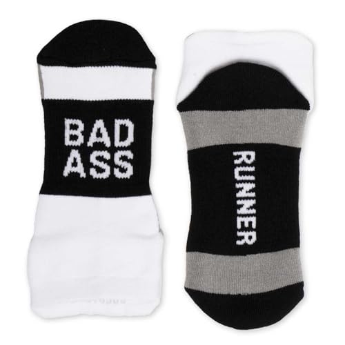 Gone For a Run Motivational Ankle Running Socks - Affirmation Runners Gifts - color: Bad Ass (Black)