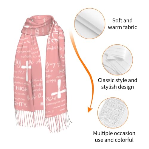 Prayer Shawls and Wraps for Women, Jesus Christian Gifts Bible Scarf Super Soft Fashion Shawl With Tassel - color: Pink