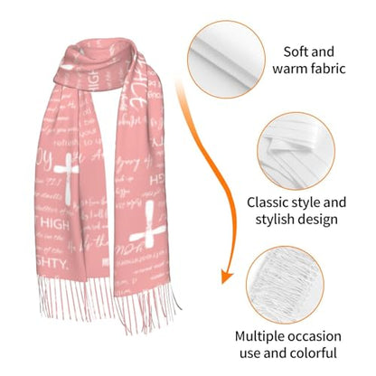 Prayer Shawls and Wraps for Women, Jesus Christian Gifts Bible Scarf Super Soft Fashion Shawl With Tassel - color: Pink