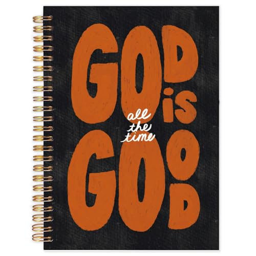 Yhtrg God Is Good Christian Spiral Hardcover Notebook, Black and Burnt Orange Inspirational Writing Journal, Religious Faith Prayer Notebook for Bible Study Daily Journaling, 5.5x8.3 - color: Burnt Orange