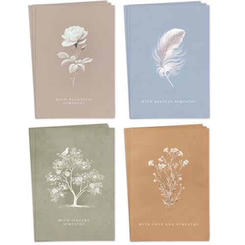 Hat Acrobat 24 Sympathy Cards with Envelopes - 8 Unique Chinoiserie Designs (3 of Each) - Assorted Condolence Bereavement Cards Bulk with Heartfelt Messages Inside - color: Chinoiserie
