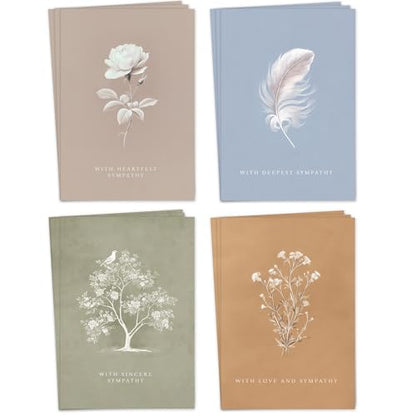 Hat Acrobat 24 Sympathy Cards with Envelopes - 8 Unique Chinoiserie Designs (3 of Each) - Assorted Condolence Bereavement Cards Bulk with Heartfelt Messages Inside - color: Chinoiserie