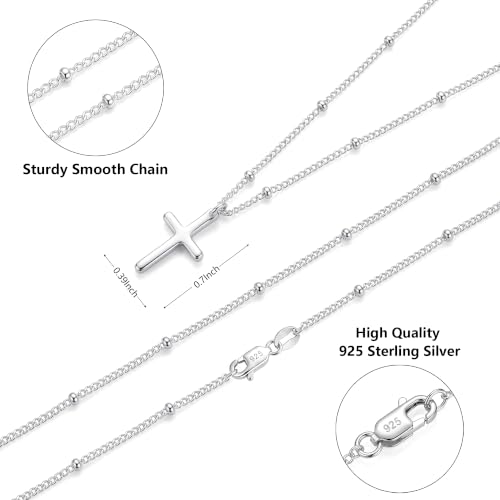 925 Sterling Silver Cross Necklace for Women Dainty Cross Necklace - color: Silver -22"