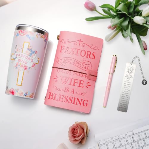 Pastor Wife Appreciation Gifts for Women Christian Gifts Unique Pastor Gift for Pastor's Wife Including Journal Tumbler Socks Makeup Bag Pen Card for Birthday Christmas