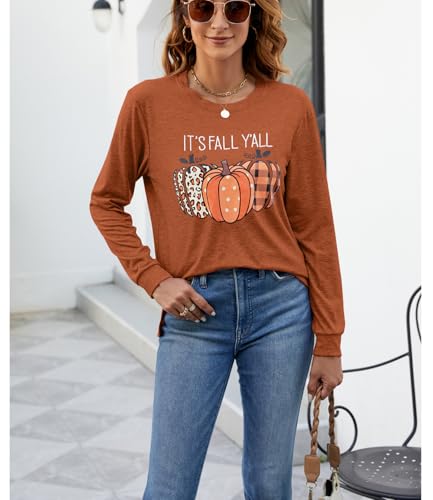 Womens Pumpkin Graphic Sweatshirts Crewneck Casual Fall Long Sleeve Tops - color: Brown-d, size: XX-Large