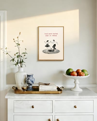 WHASAYART Love's Never Wasted When Its Shared Quote Framed Canvas Wall Art - color: Dancing Music