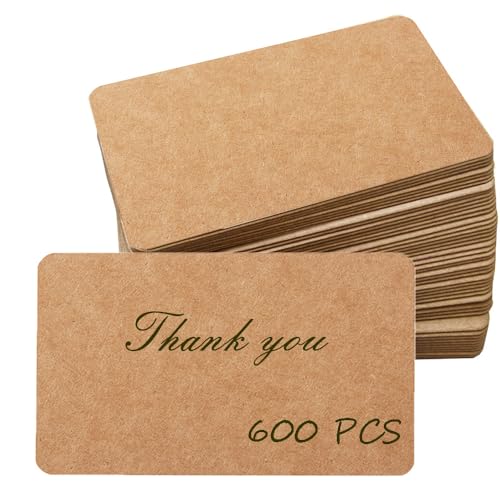 Primbeeks 600pcs 3.5" x 2.2" Premium Blank Kraft Paper Business Cards, Double-sided Available Word Message Card DIY Gift Card Kraft Note Paper Tags Scratch Paper Flash Cards - color: Wood, size: 600