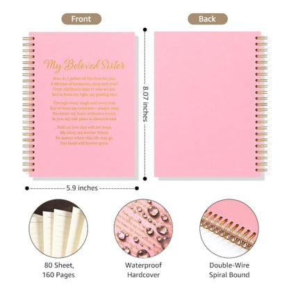 My Beloved Sister Lined Spiral Notebook, Sister Notebook Journal - color: Pink3