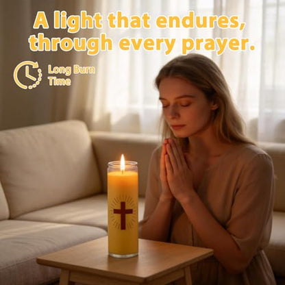 2 Pack Beeswax Prayer Candles, Devotional Candles in Glass - size: 2