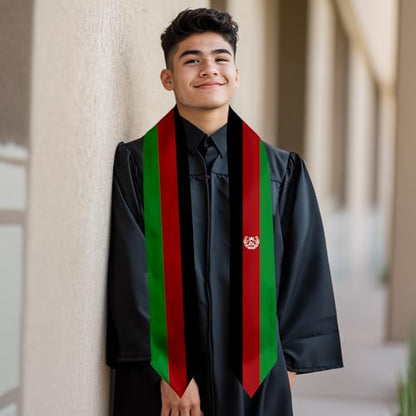 Graduation Satin Sash Scarf 72" Stole - color: Afghanistan Flag
