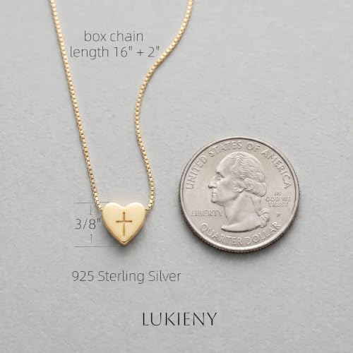 Sterling Silver Heart Cross Necklace for Women,Faith Jewelry Gifts - color: Gold