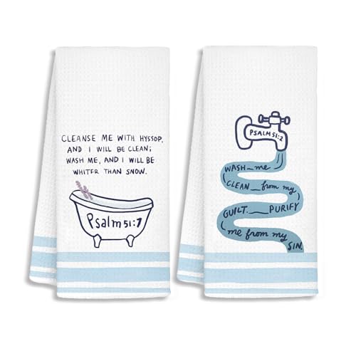 Kids Bathroom Decor Hand Towels for Bathroom,Toddler Bathroom Decor,Religious Bible Verse Scripture Blue Bathtub Tap Decorative Hand Towels for Room, Set of 2 - color: Bathroom