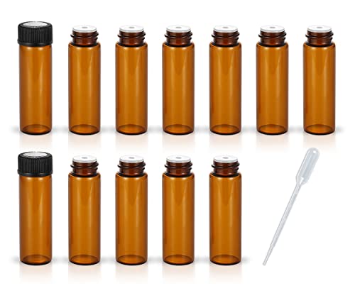 12 Pack Set Brown Screw Cap Glass Bottle Small Mini Empty Oil Amber Vial (5ml) - style: 5ML