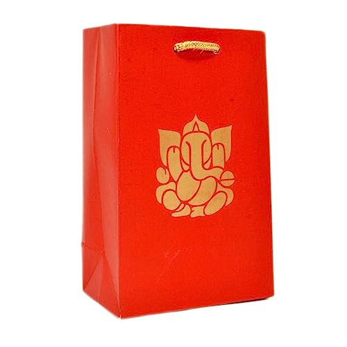 Desi Favors Small Ganesh Paper Bags - Indian Gifts, Party Favor, Goodie, Small Paper Bags for Diwali, Pooja, Housewarming, Wedding Return Gifts - 5.9x5.11x2.75 Inch (Pack of 8) - style: Ganesh Paper Bags - Small