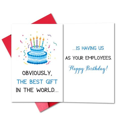 LYMEQING Funny Boss Birthday Card, Happy Birthday Gift Card for Boss Leader Manager Employer (the Best Gift in the World Is Having Us as Your Employees) - color: #134