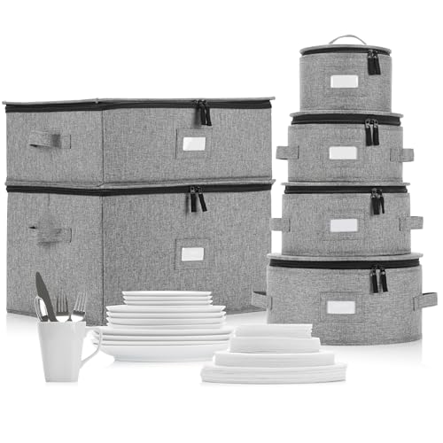Stack Store Plus More 6pcs Hard Shell China Storage Containers for Cups and Mugs, Wine Glasses and Plates - Heavy Duty Dinnerware Storage - style: Cup + Wine Glass + Plate Storage