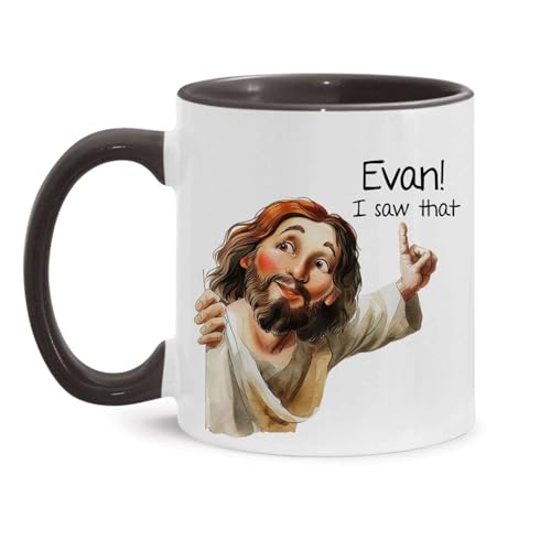 I Saw That Jesus Mug, Customized Christian Humor Ceramic Cup, Custom Name Funny Jesus Mug, Christian Themed Coffee Cup 11oz 15oz, Personalized Religious Mug, Gift For Mom Dad - color: XUA-324-1561-JESUS I SAW THAT MUG