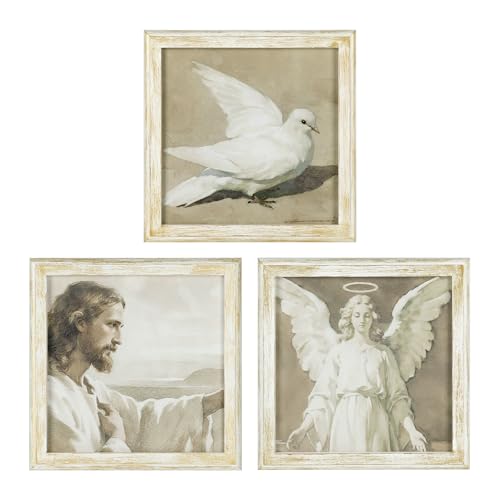 NIKKY HOME Jesus Wall Art Set of 3 Christian Catholic Canvas Prints