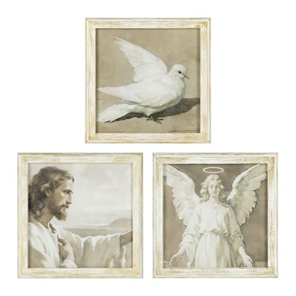 NIKKY HOME Jesus Wall Art Set of 3 Christian Catholic Canvas Prints