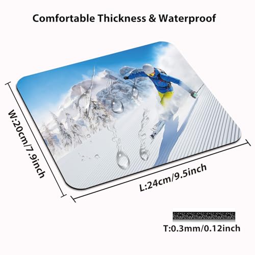 Skier Skiing Downhill Mouse Pad, Extreme Winter Mountains Sports Desk Mat - color: Cute Colorful Art Rec33