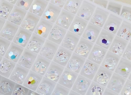 100pcs Adabele Austrian 4mm (0.16 Inch) Small Faceted Round Crystal Beads Clear AB Compatible with Swarovski Crystals Preciosa - color: Crystal Ab, size: 4mm Small (100pcs)