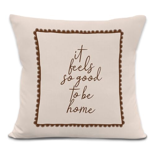 Cozy Neutral Farmhouse Throw Pillow Covers, It Feels So Good to Be Home Minimalist Neutral Decorative Pillowcases Cushion Cases for Home Bedroom Living Room Decor, 18x18 Pillow Covers - color: Feels Good