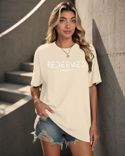 Aiyino Men's Redeemed Christian T-Shirt Graphic Tee 100% Cotton - color: Apricot, size: XX-Large
