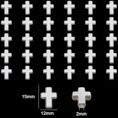 100Pcs White Cross Beads for Bracelet Acrylic Spacer Jewelry Making 15mm - color: White