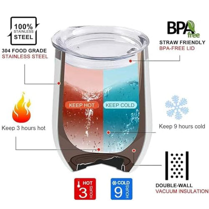 ATHAND 12oz Jesus Touched My Water Stainless Steel Wine Tumbler with Lid - color: Jesus Touched My Water Wine Tumbler-White